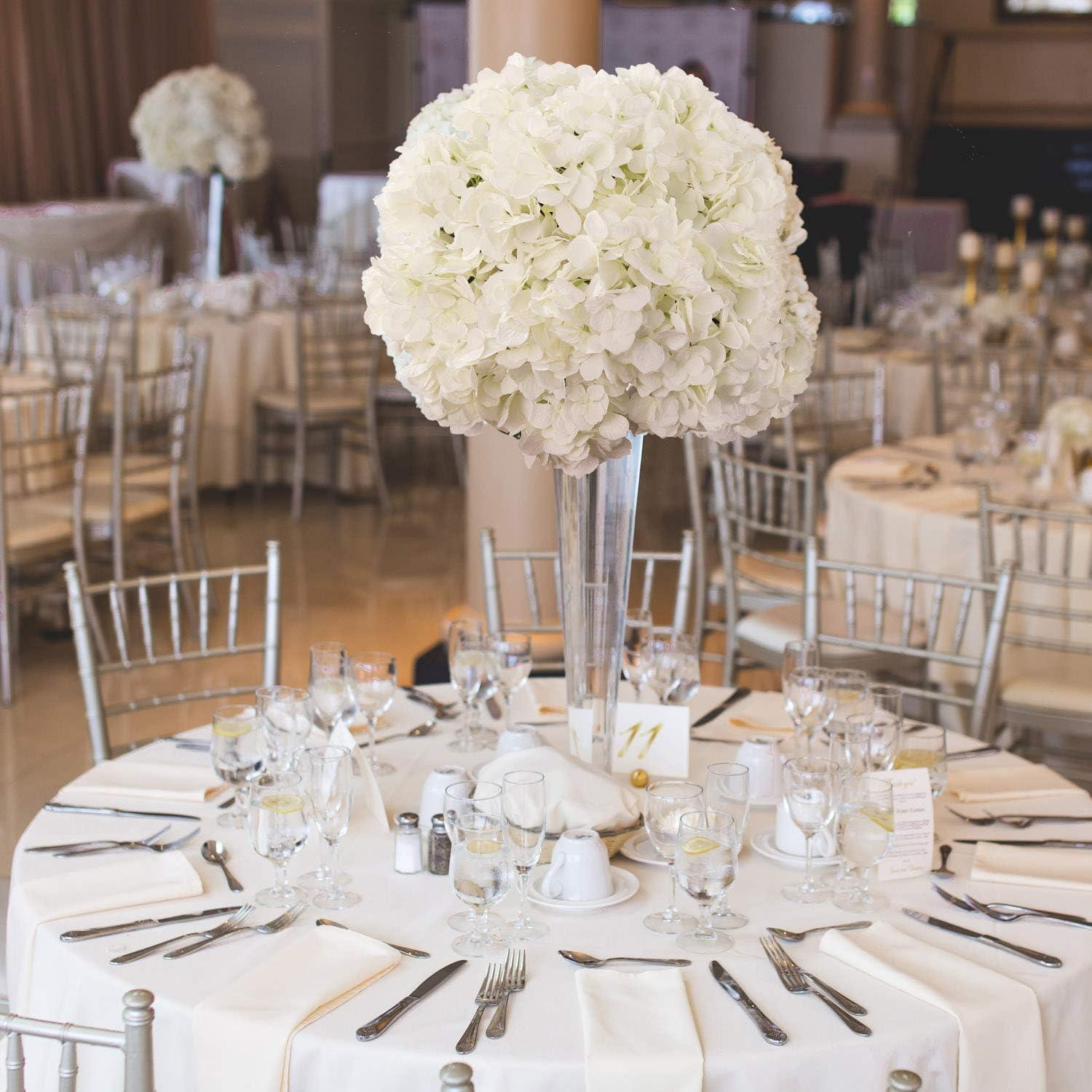 White Silk Hydrangea Artificial Flower Arrangement for Outdoor Tabletop Centerpiece