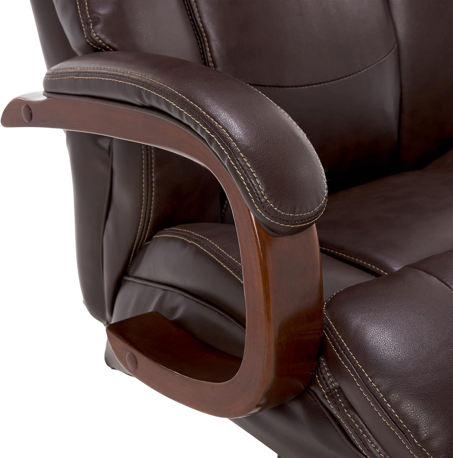 Brown Leather High Back Executive Swivel Chair with Fixed Arms