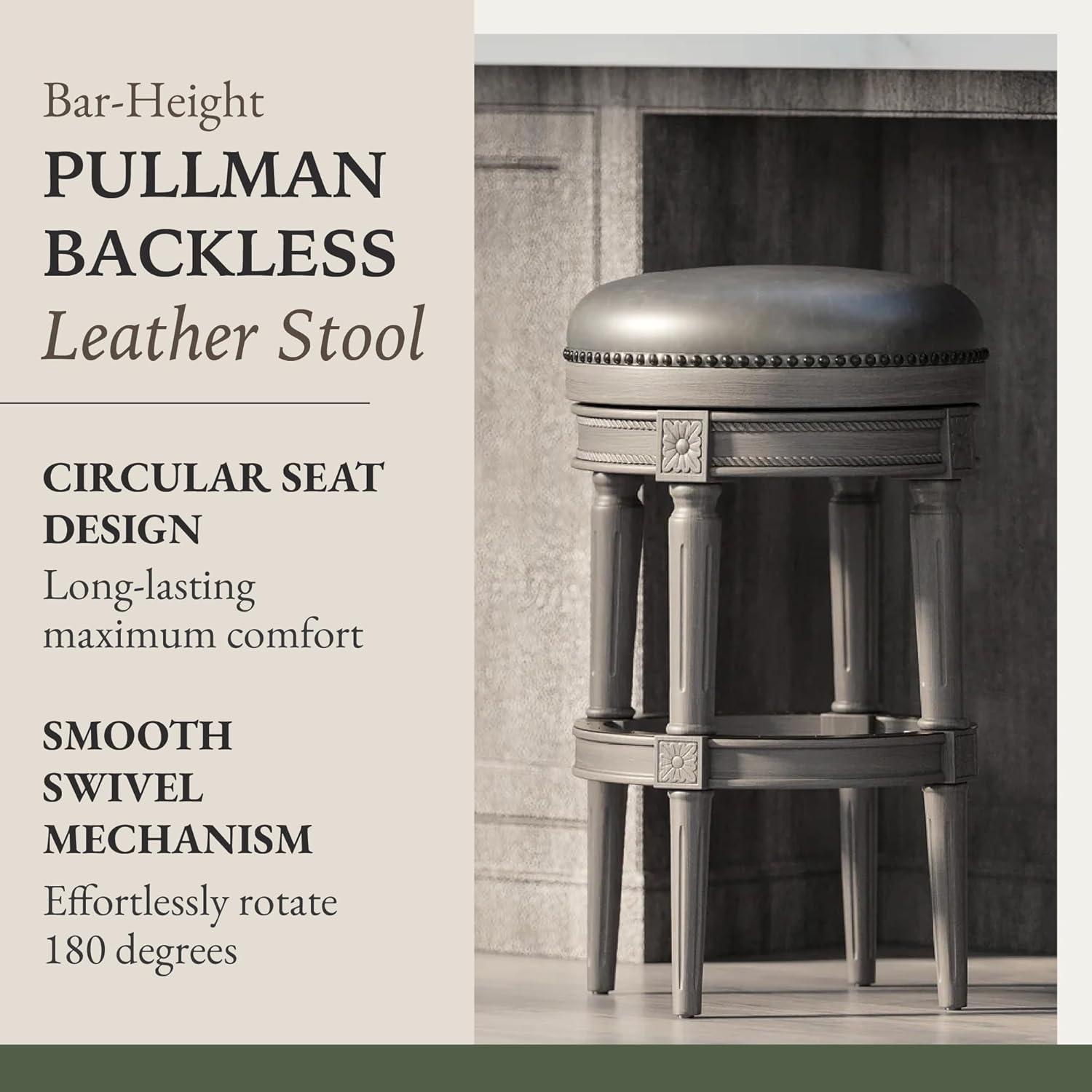 Maven Lane Maven Lane Pullman Backless Bar Stool with Vegan Leather Upholstery