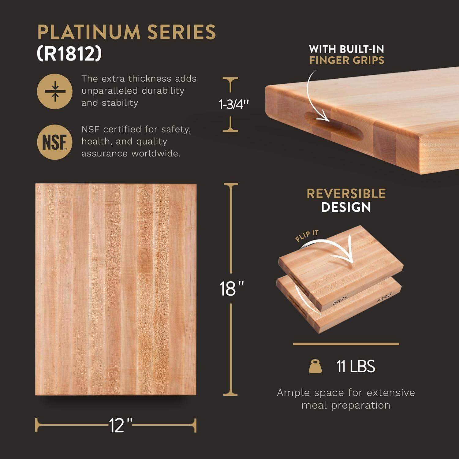 John Boos John Boos Platinum Series Reversible Wood Cutting Board, Maple