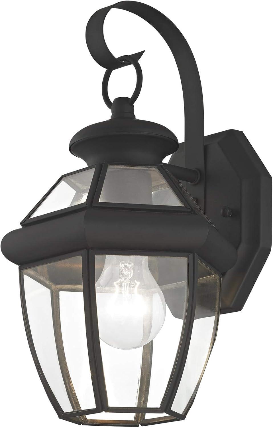 Monterey Traditional Black Solid Brass Outdoor Wall Lantern Sconce