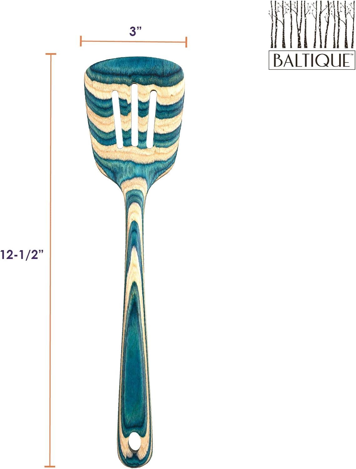 Baltique Mykonos Blue and Natural Wood 4-Piece Utensil Set