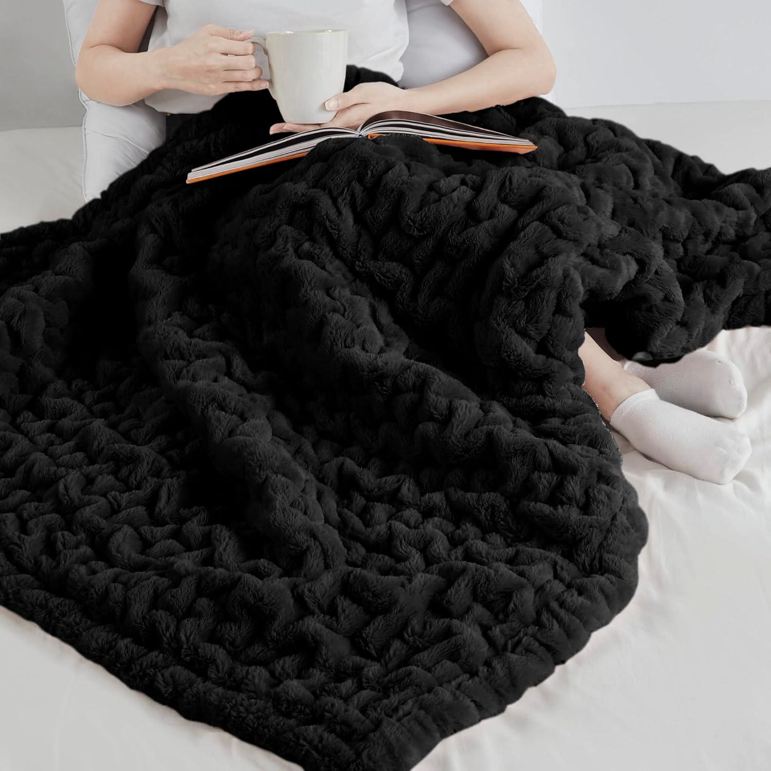 Ruched Fur Throw