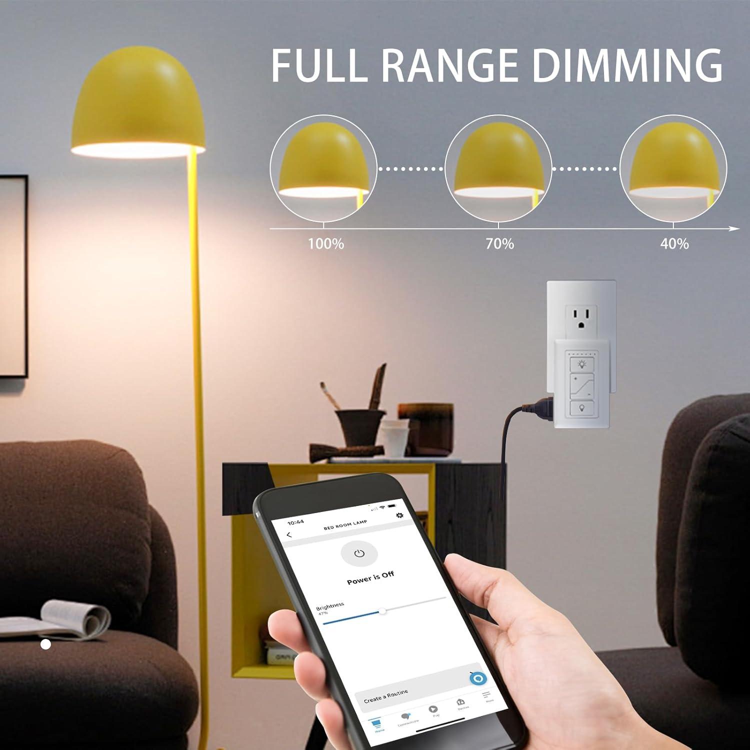 Smart Wireless Plug-in Lamp Dimmer with Remote and Voice Control