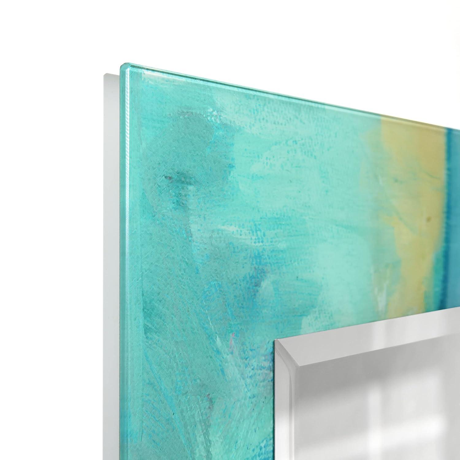 Empire Art Direct TAM-107234-4030 'Sky' Rectangular Beveled Mirror on Free Floating Printed Tempered Art Glass