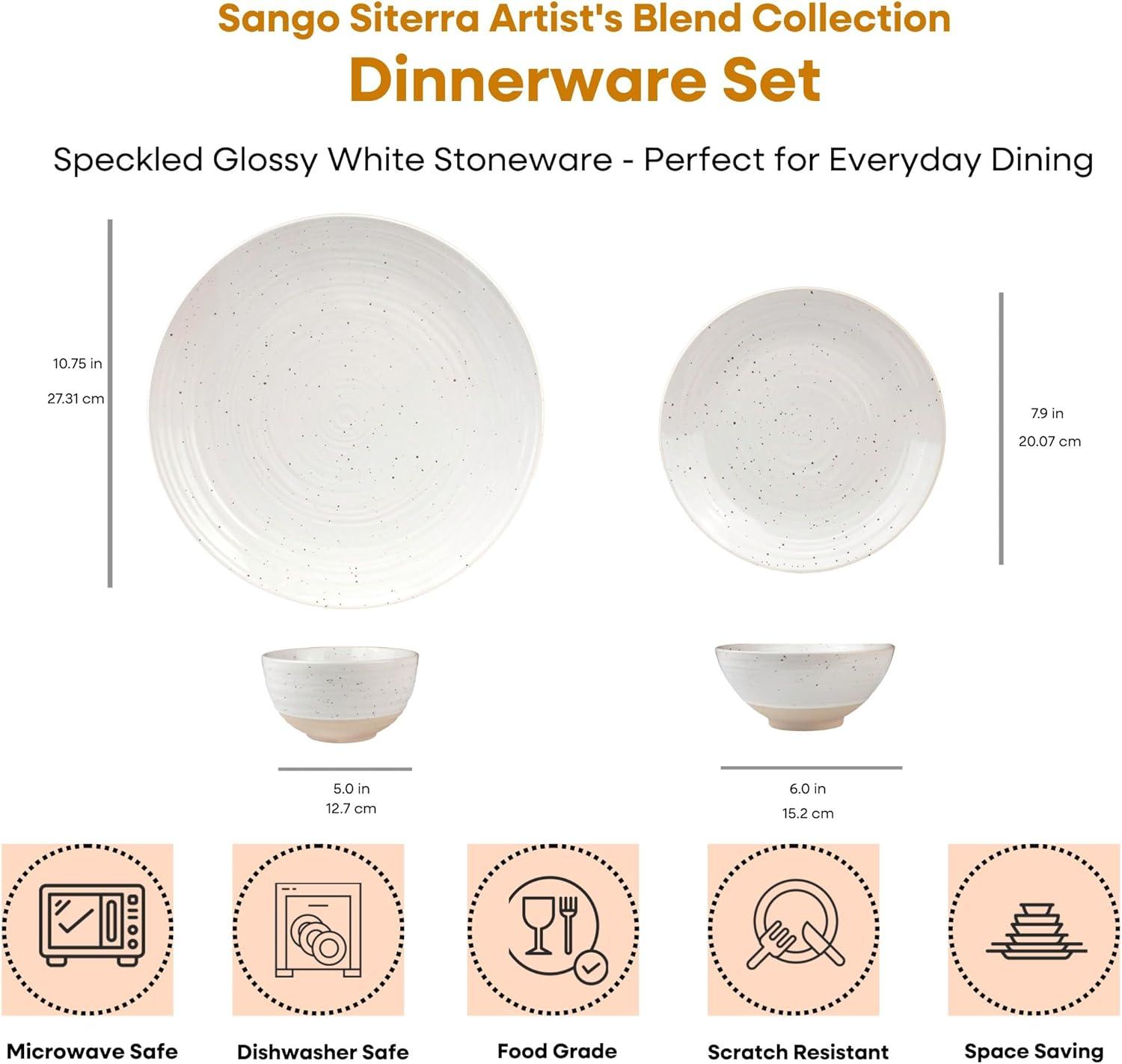 Sango Siterra 16-Piece Rustic White Stoneware Dinnerware Set - Service For 4, Plate & Bowl Set & Reviews | AllModern