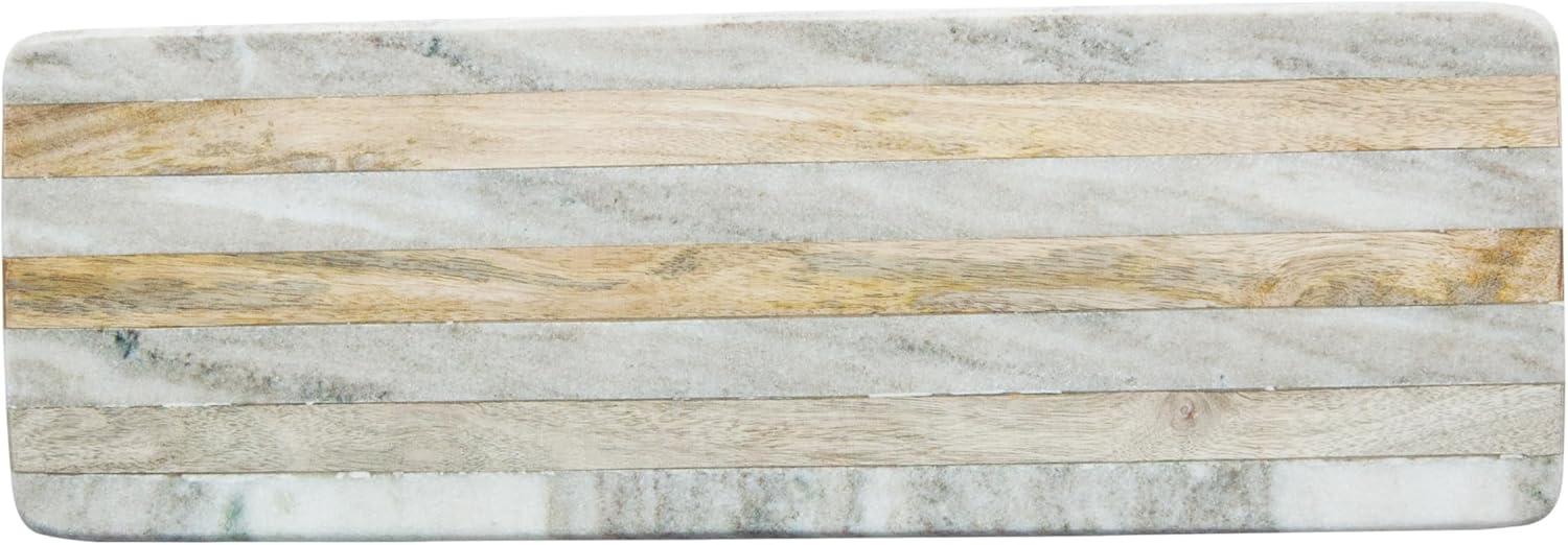 Beige Marble and Mango Wood Rectangular Cheese Board