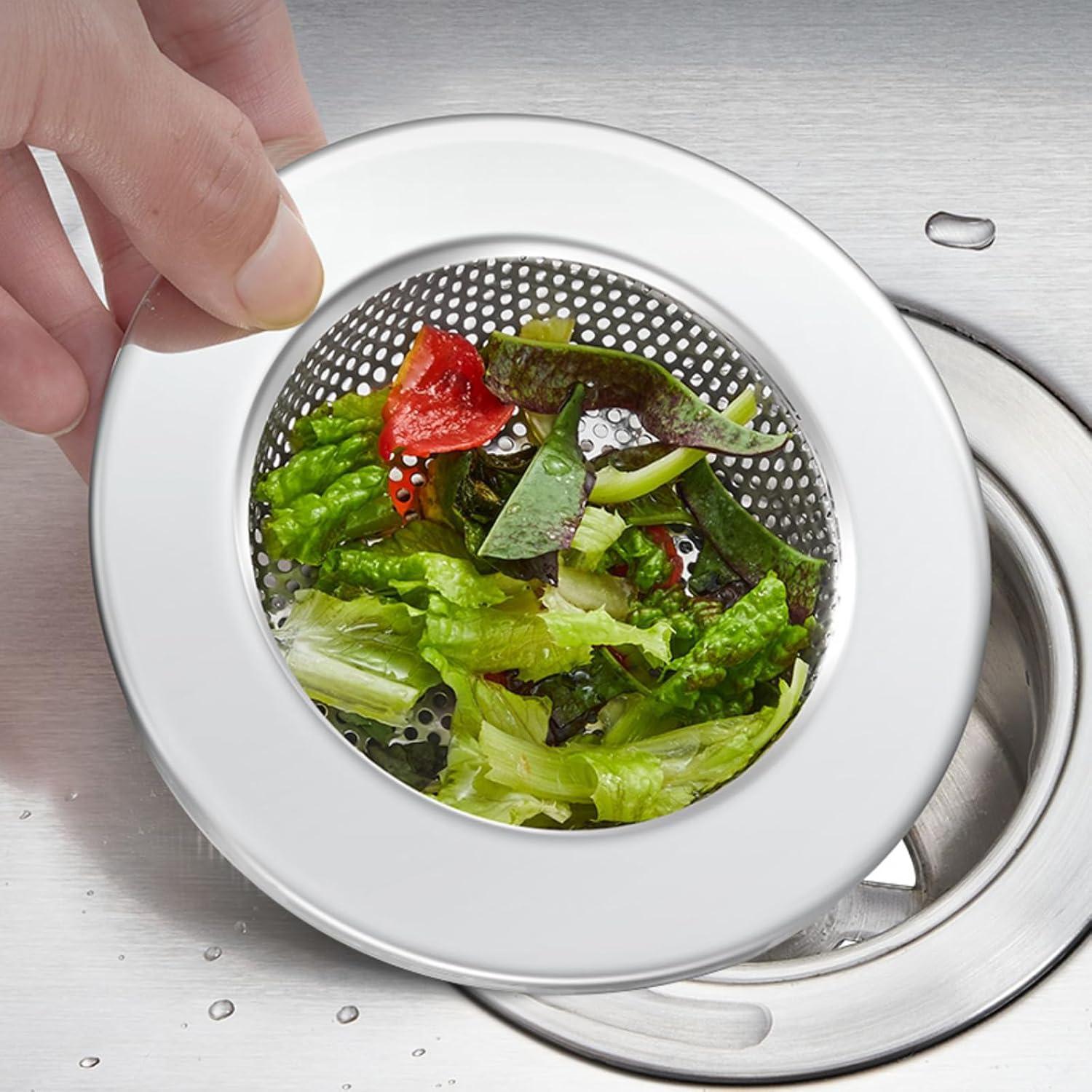 Polished Silver Stainless Steel Mesh Kitchen Sink Strainer
