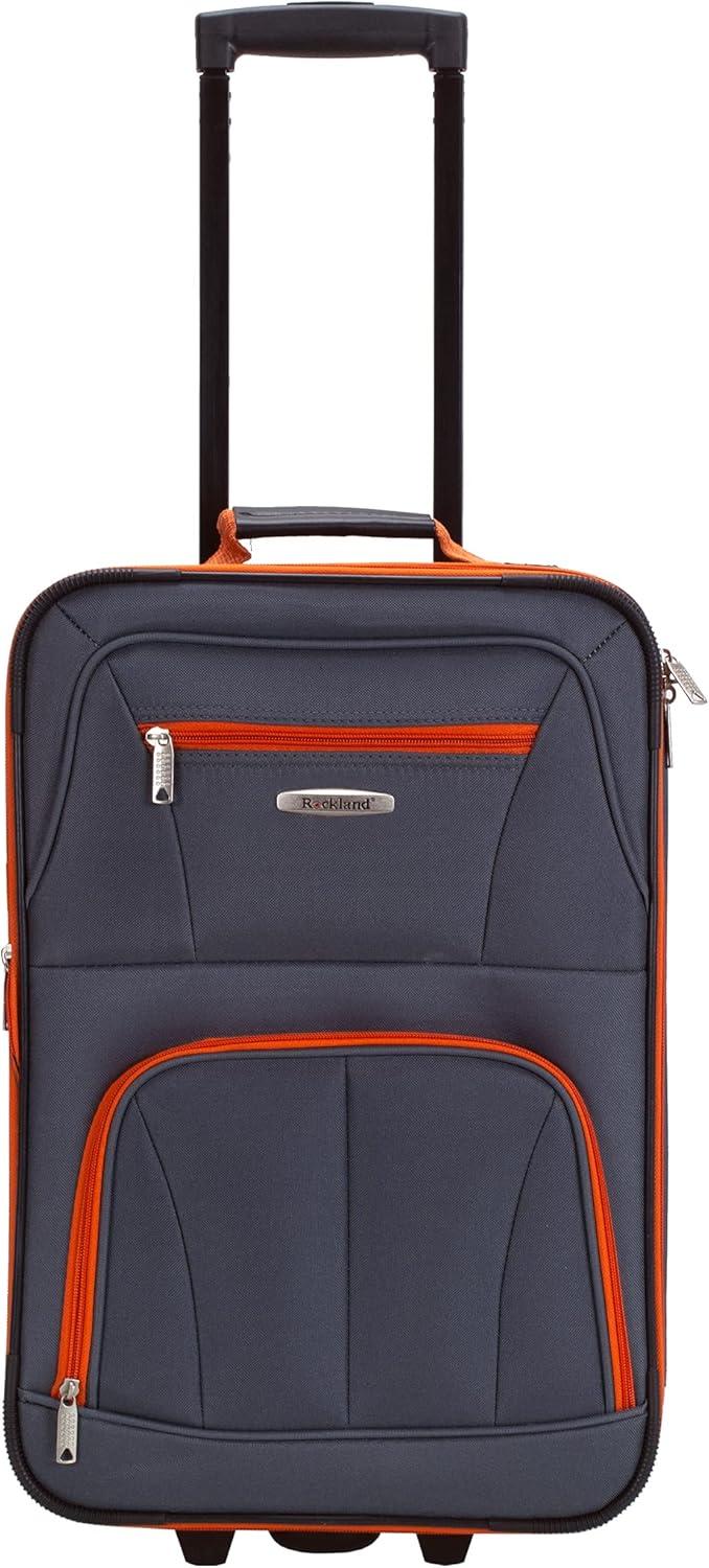 Charcoal Softside 4-Piece Spinner Luggage Set with Orange Trim