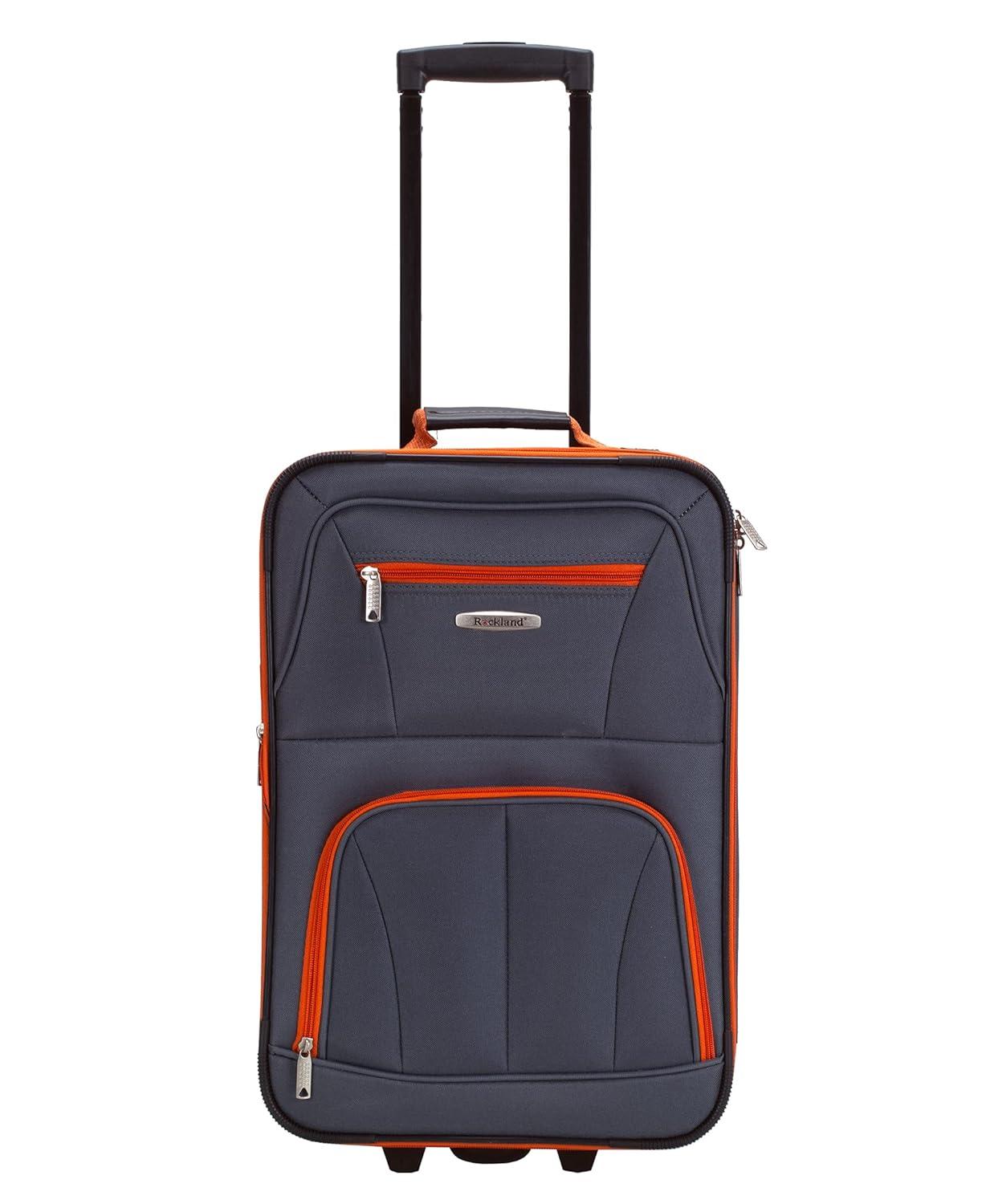Charcoal Softside 4-Piece Spinner Luggage Set with Orange Trim