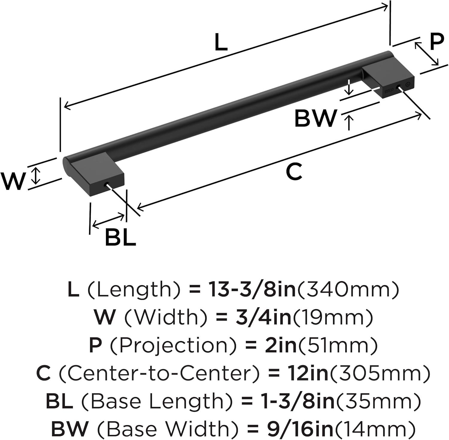 Versa 12 inch Matte Black Modern Appliance Pull