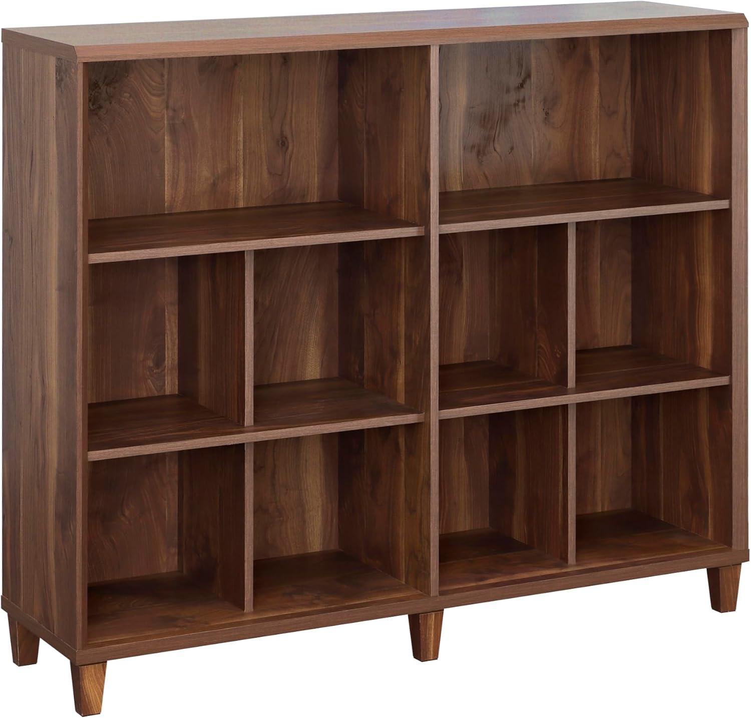 Grand Walnut Cubby Storage Bookcase for Kids' Toys