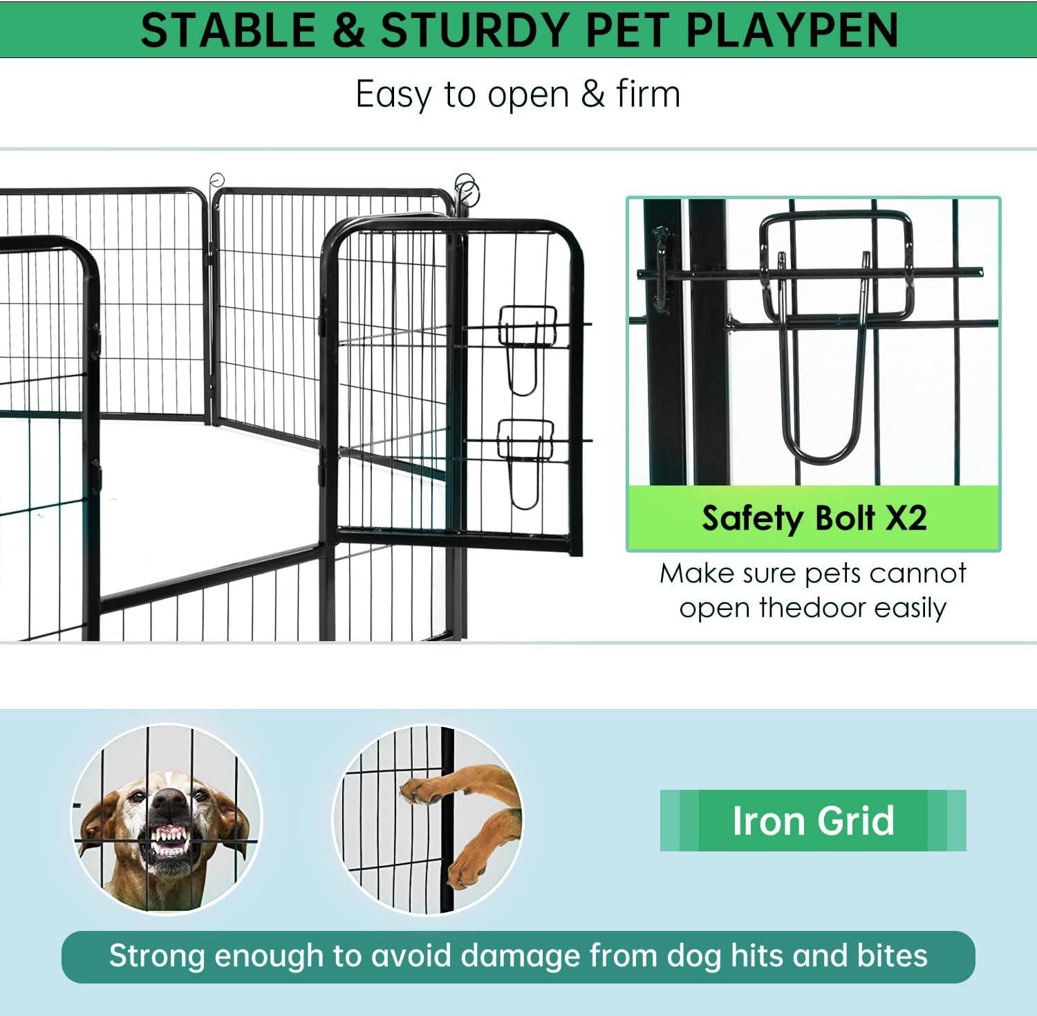 FDW Dog Playpen Pet Dog Fence 2-32 Panels  24/32/40"H Metal Dog Pen Outdoor Exercise Pen with Doors for Large/Medium /Small Dogs for RV,Camping,Yard