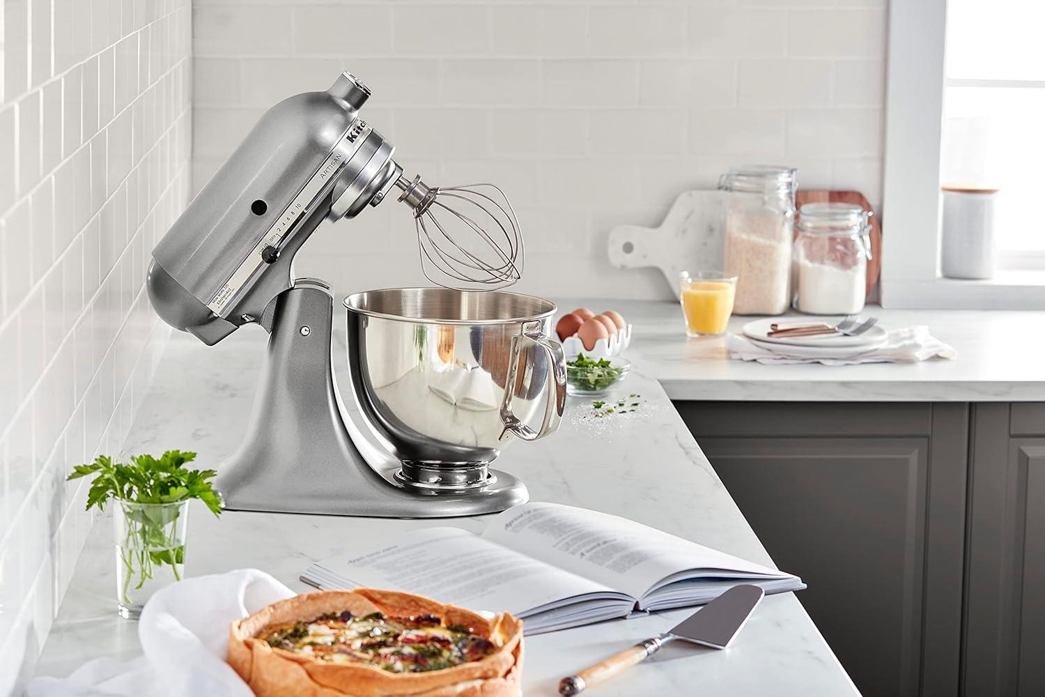 KitchenAid Artisan Series 5qt Tilt-Head 10-Speed Stand Mixer Contour Silver: 325W Metal, 1-Year Warranty, 5qt Capacity