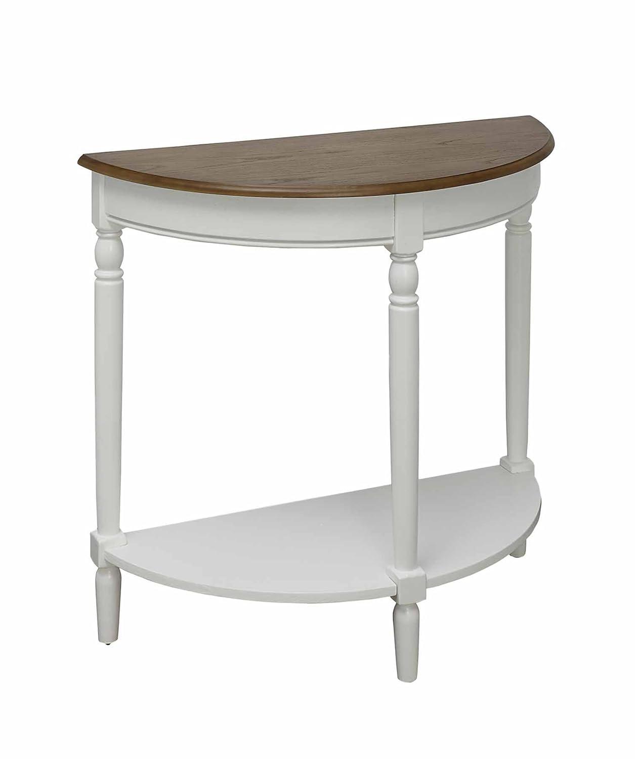 Convenience Concepts French Country Half-Round Entryway Table with Shelf, Driftwood/White