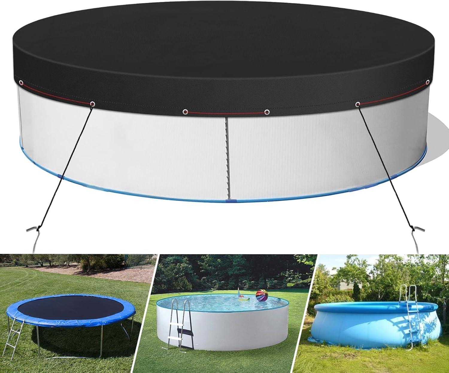 Miheo 15' UV Resistant Black Round Pool Cover for Above-Ground Pools