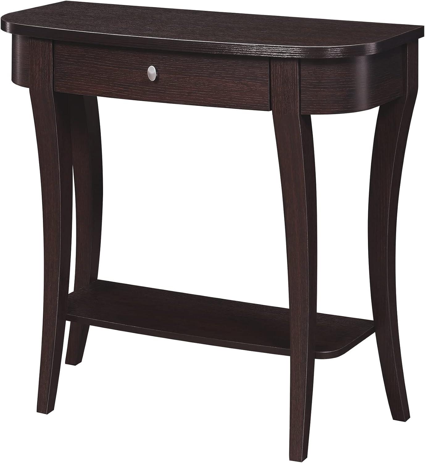 Espresso Wood Console Table with Storage and Shelf