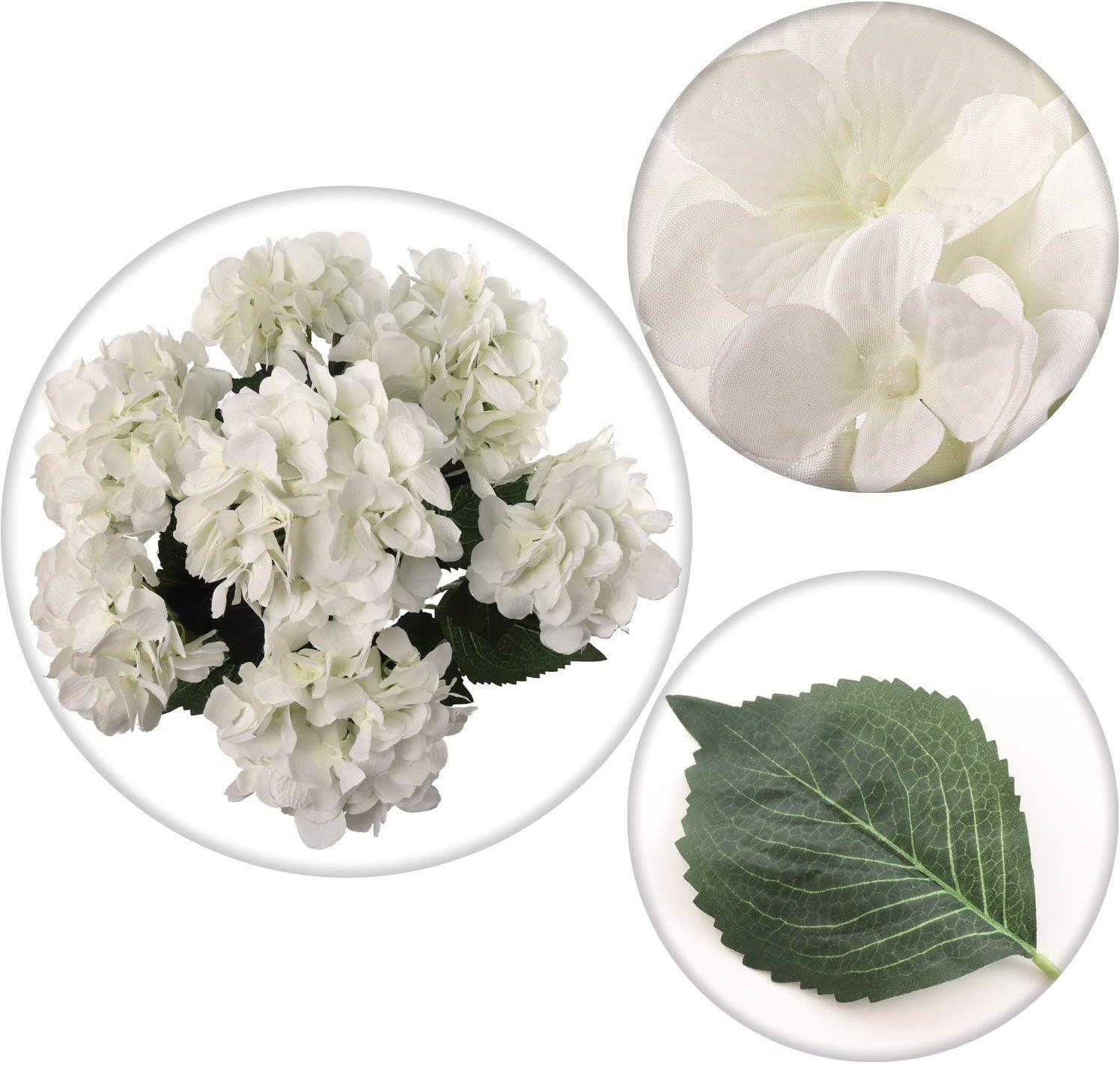 White Silk Hydrangea Artificial Flower Arrangement for Outdoor Tabletop Centerpiece