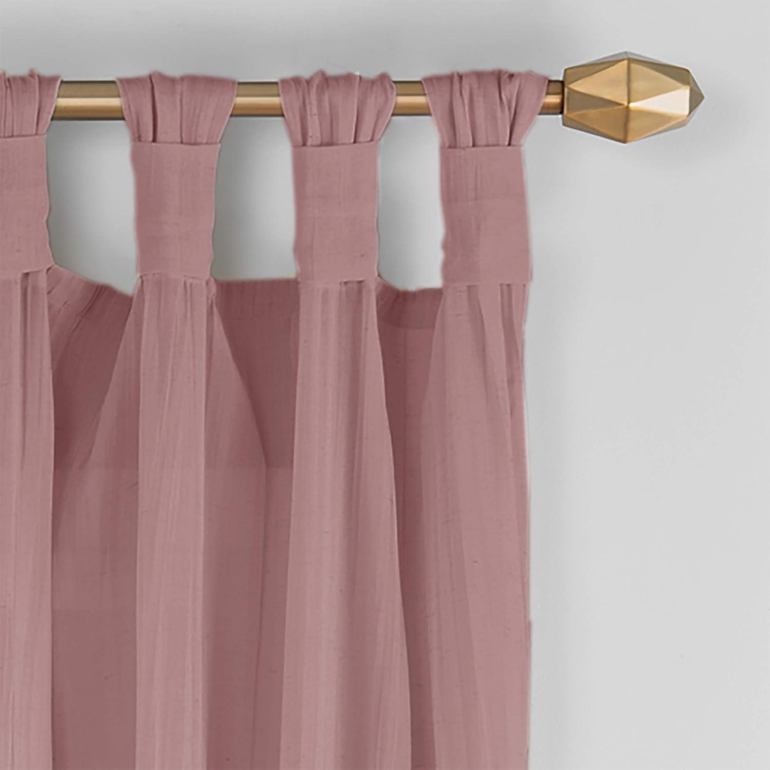 Extra Long Dusty Pink Sheer Tab Top Linen Drapes