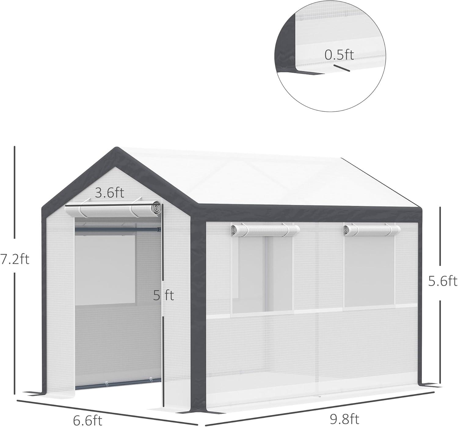 Outsunny Outdoor Walk-In Tunnel Greenhouse Garden Warm Hot House with Roll Up Windows, Zippered Door, & Weather Cover