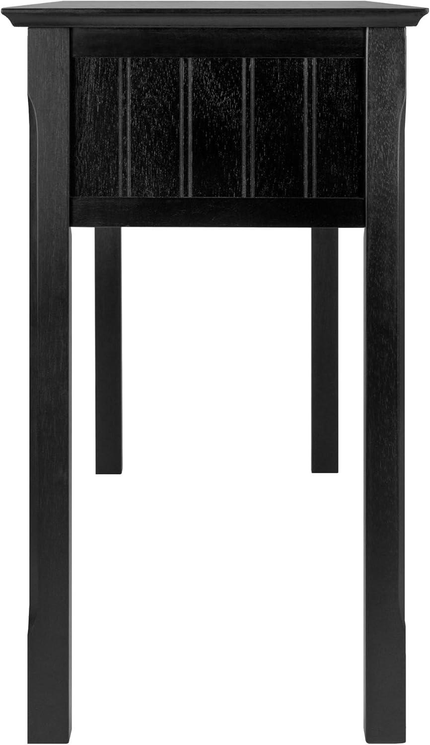 Winsome Wood Timber Console Table with Four Drawers, Black Finish