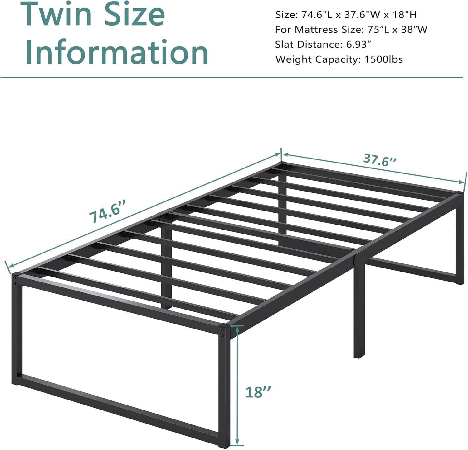 Whizmax 14 Inch King Bed Frame No Box Spring NeededHeavy Duty Metal Platform Bed Frame with Sturdy Steel Slats, Noise Free, Easy Assembly, Black