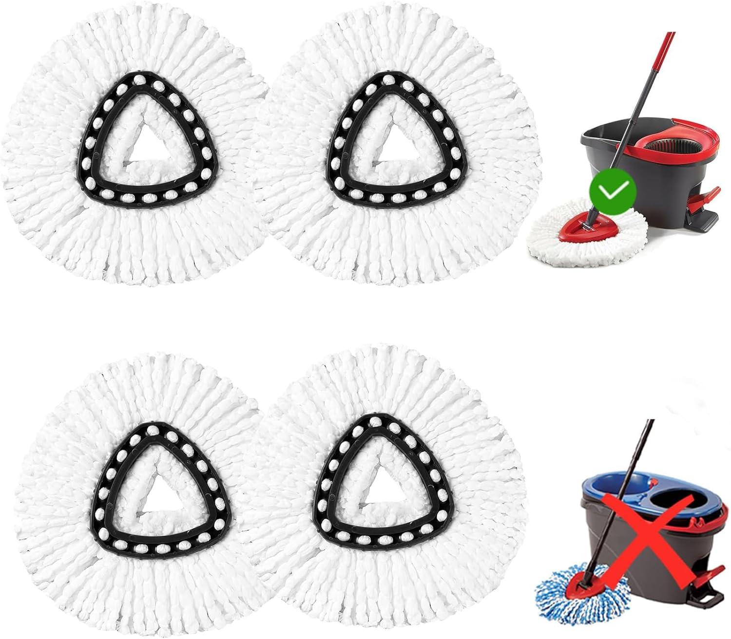 4 Pack Spin Mop Refill - Replacement Head Compatible with O Cedar, Microfiber Spin Mop Refills,clean the floor. Easy Floor Cleaning Mop Head Replacement - Bonison