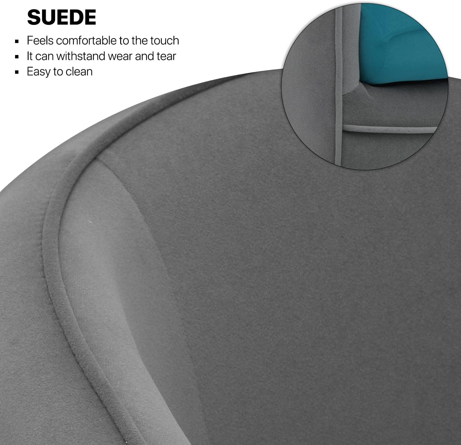 MoNiBloom Accent Barrel Chair, Modern Upholstered Club Armchair, Arm Chair for Living Room Bedroom with Cushion Pillow, Peacock Blue/Grey