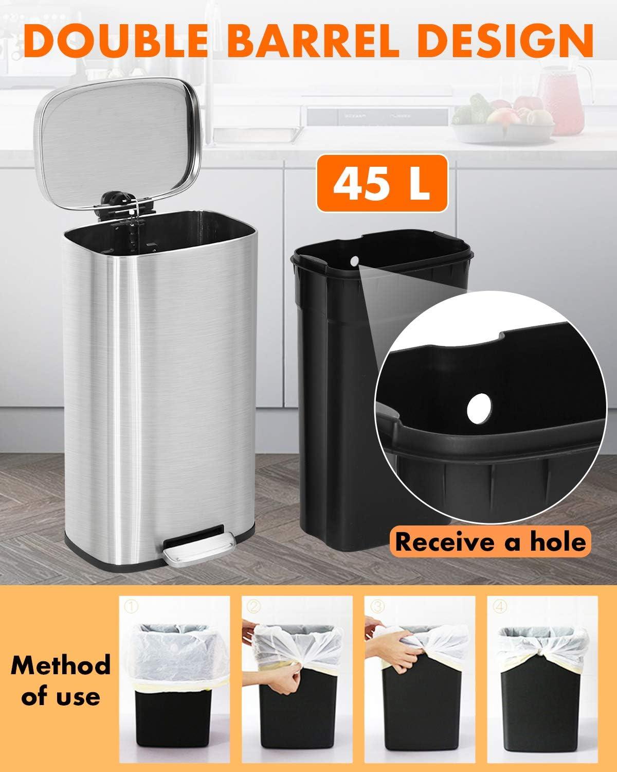 FDW Steel Step On Trash Can - 13 Gallons