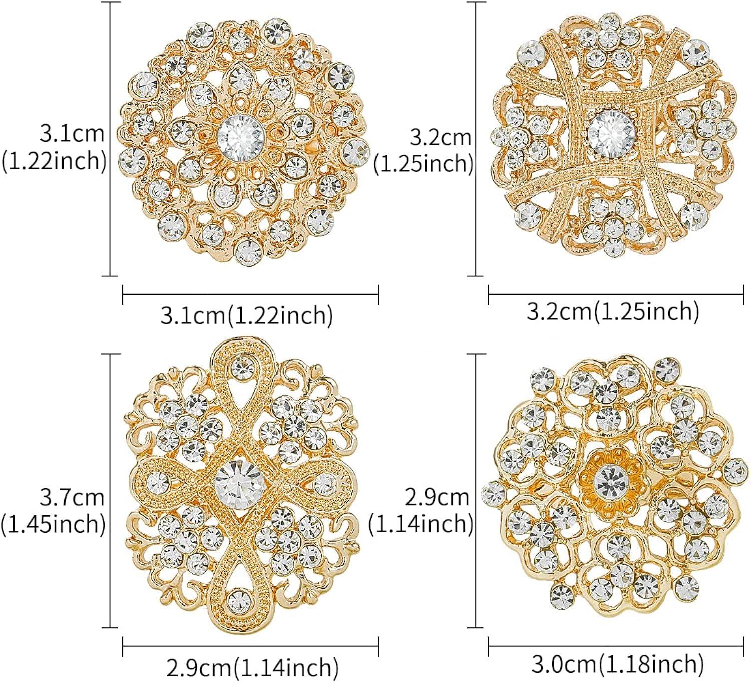 Zhouqiannn Exquisite Alloy Brooches with Rhinestones 24pc Golden Set for Wedding Bouquets and Dresses Birthday Party Event Wristbands Event Dress Party Flag Tropical Party Decorations Party Dress for