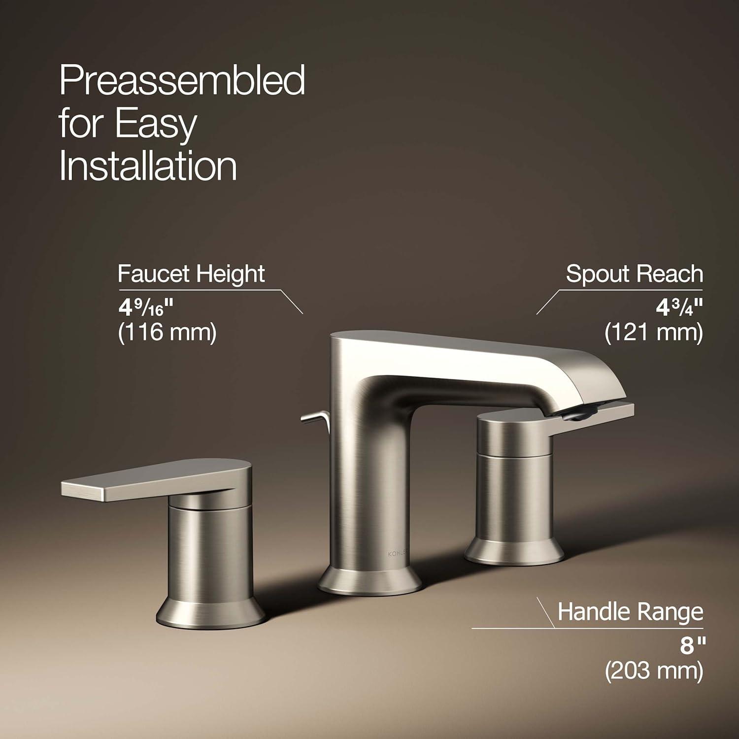 Kohler ® Hint ® Widespread Brushed Nickel Bathroom Sink Faucet