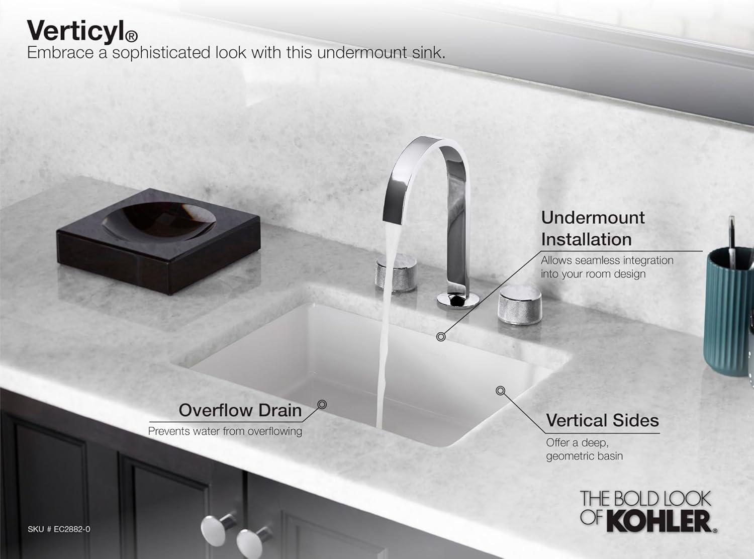 Verticyl Rectangular Undermount Bathroom Sink with Overflow