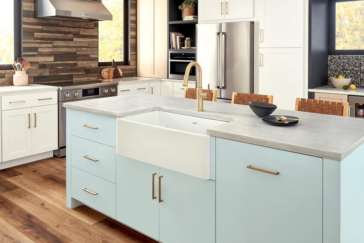 Ruvati 33" White Fireclay Reversible Farmhouse Kitchen Sink