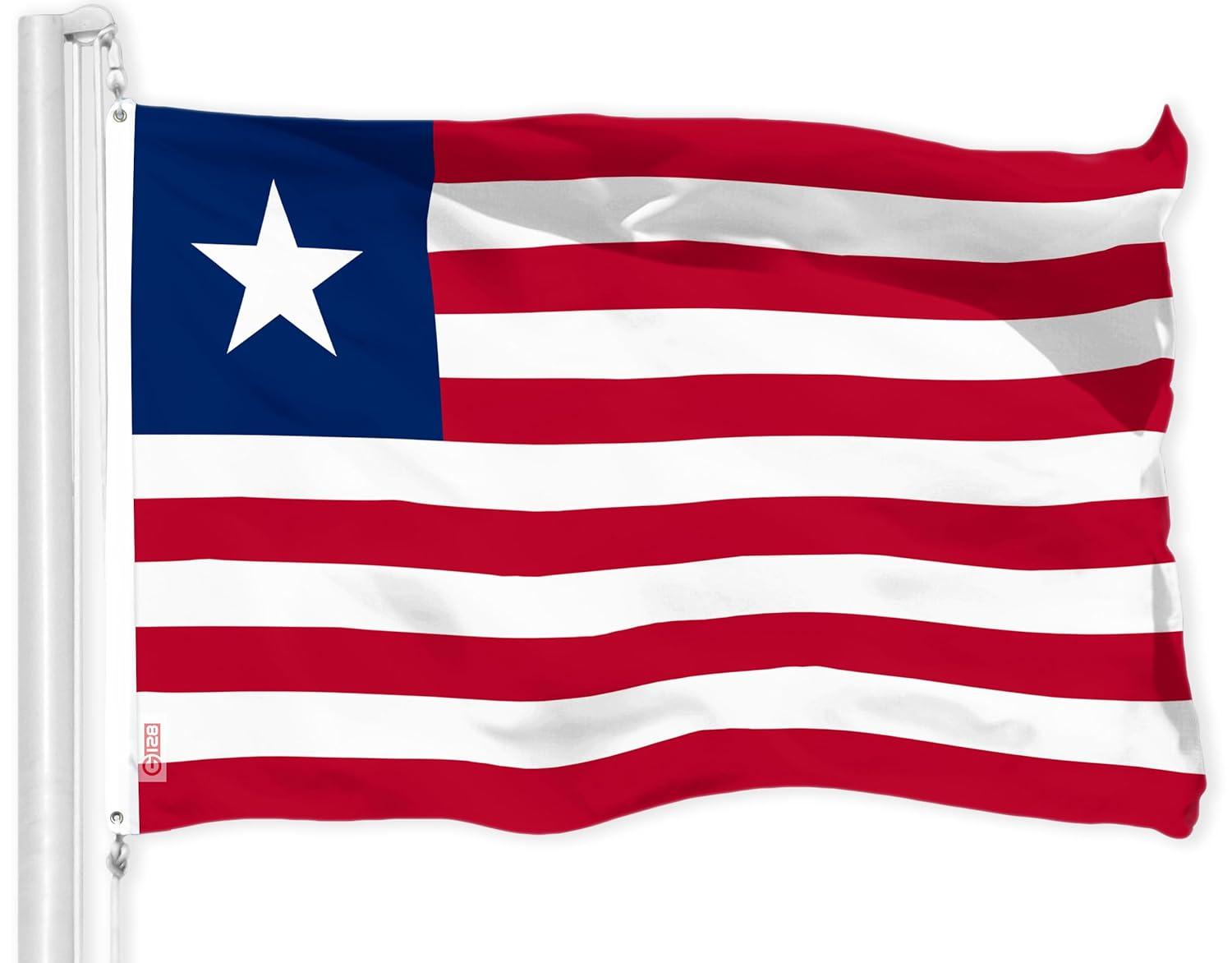 G128 Liberia Liberian Flag | 3x5 Ft | LiteWeave Pro Series Printed 150D Polyester | Country Flag, Indoor/Outdoor, Vibrant Colors, Brass Grommets, Thicker and More Durable Than 100D 75D Polyester