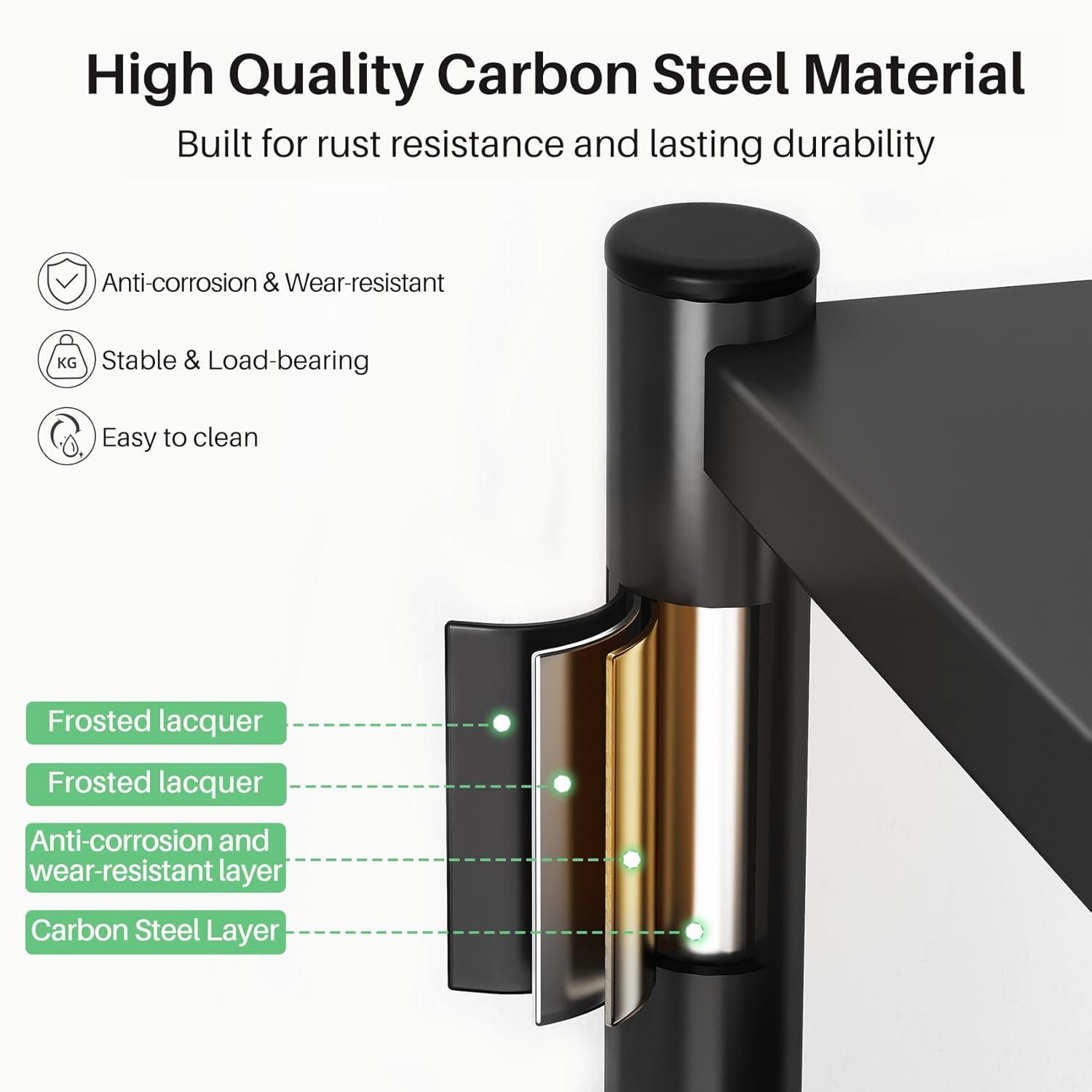 5-Tier Kitchen Storage Shelves, Adjustable Metal Shelves for Storage Pantry Shelves with Rolling Wheels, Storage Rack Shelving Unit Organizer for Bedroom Laundry Closet