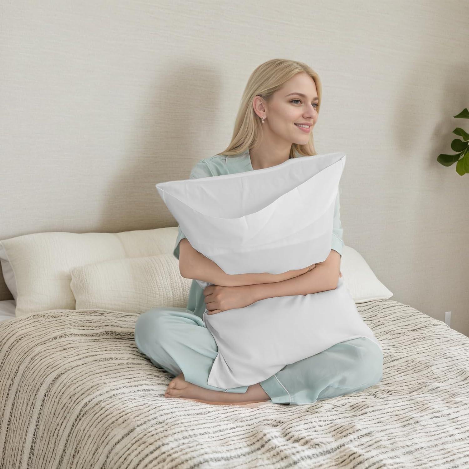 Bedsure Bedsure Pillow Cases Queen Size Set Of 2 - Polyester & Rayon Derived From Bamboo Cooling Pillowcase, Breathable, Soft And Wrinkle-Free Pillow Covers With Envelope Closure, Gifts, 20X30 Inches