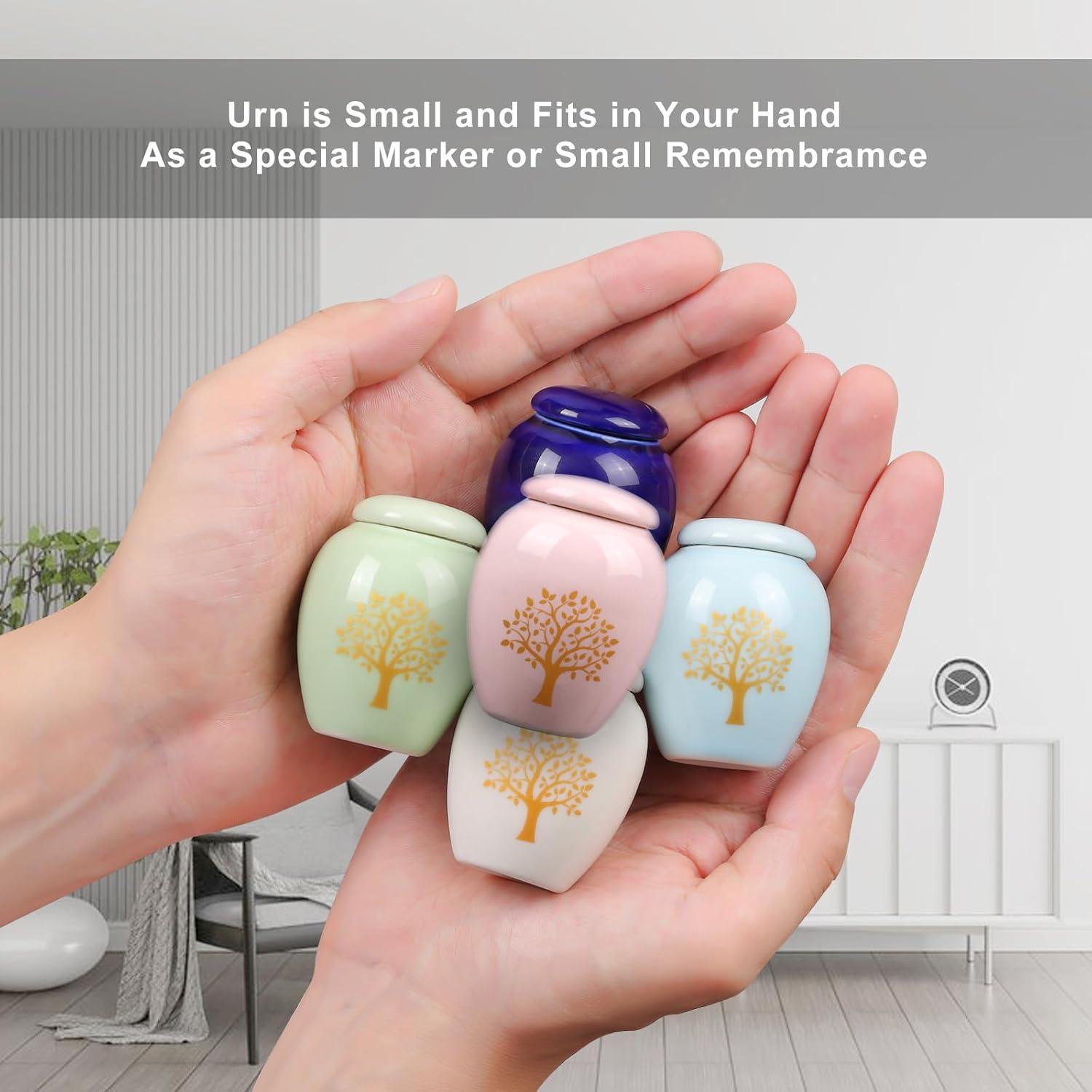 Mini Urns for Human Ashes Set of 5,Small Urns for Human Ashes Keepsake,Decorative Ceramic Tree of Life Urn,Baby & Pet Urn