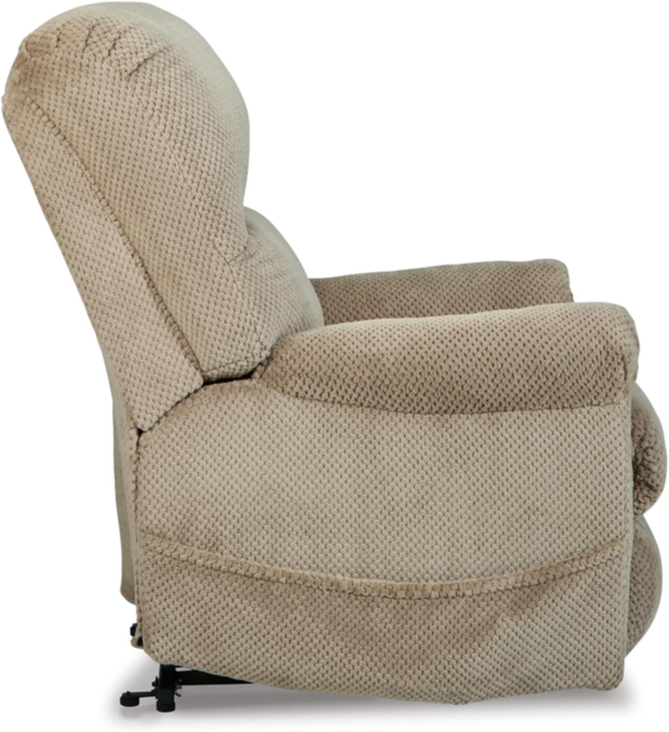 Beige Faux Leather Power Lift Recliner with USB Ports