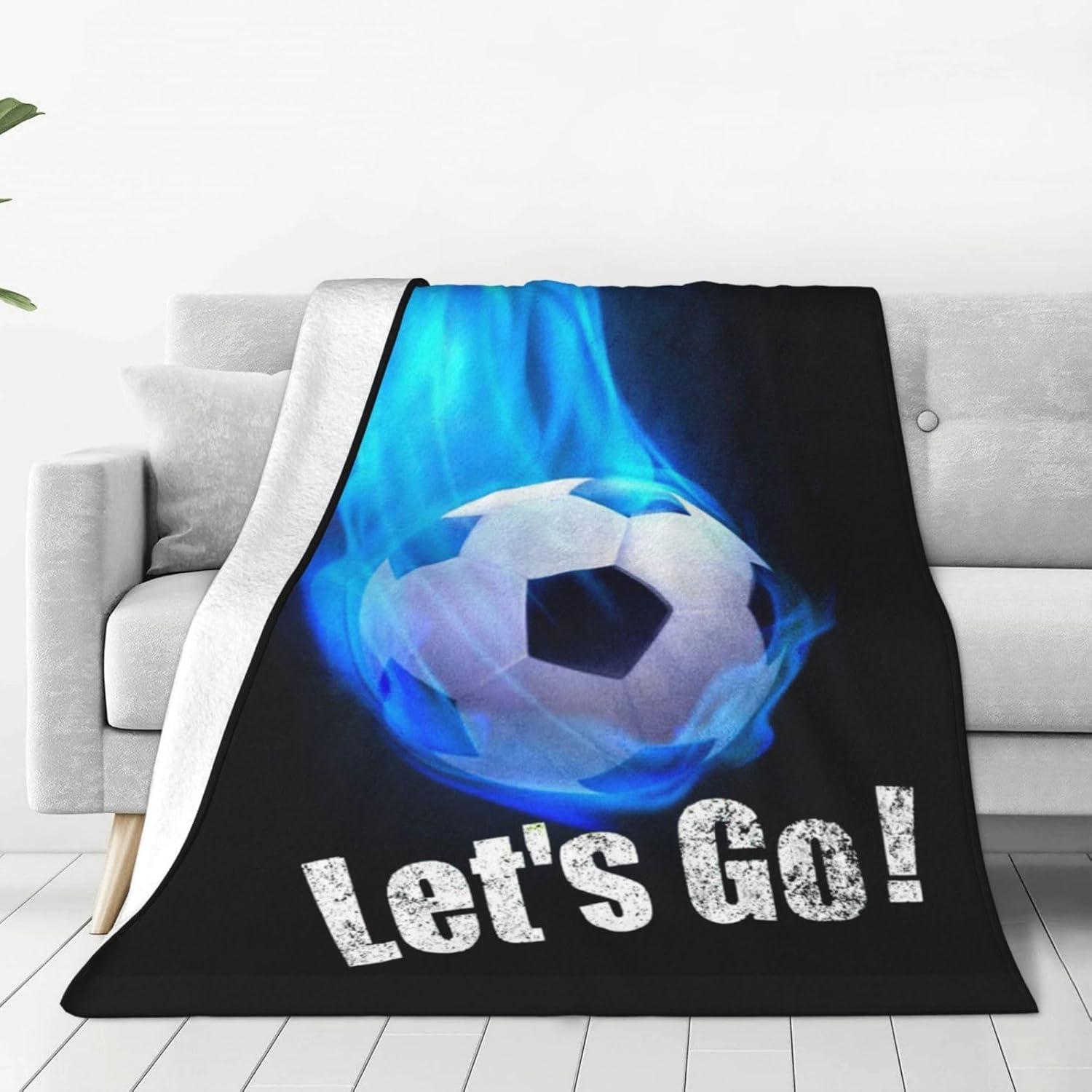 Soccer Blanket Soccer Ball Decor Throw Blanket Football Blanket Gifts for Girls Boys Soccer Lover Winter Bedding Super Warm Soft Plush Lightweight Fleece Flannel Blanket for Kids Men Women 50"X40"