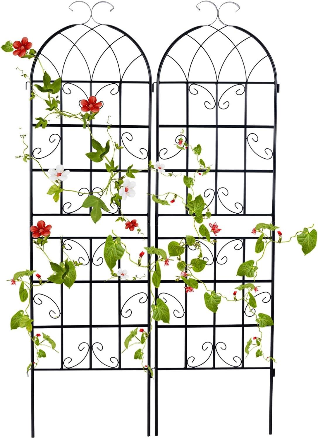 Black Galvanized Metal 6-Foot Garden Trellis Set