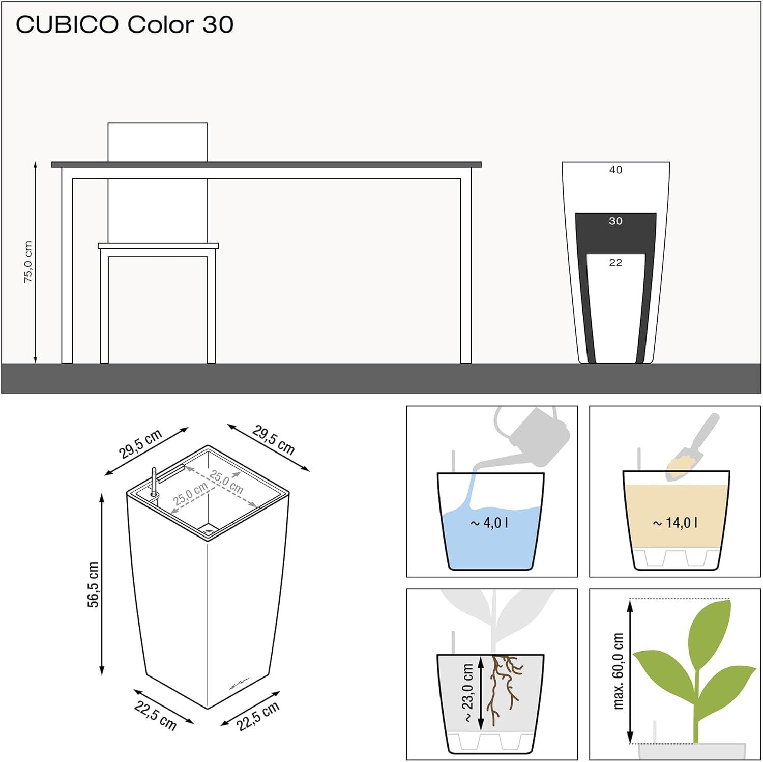 Lechuza USA 22” Gray Cubico Outdoor Planter with Water Reservoir