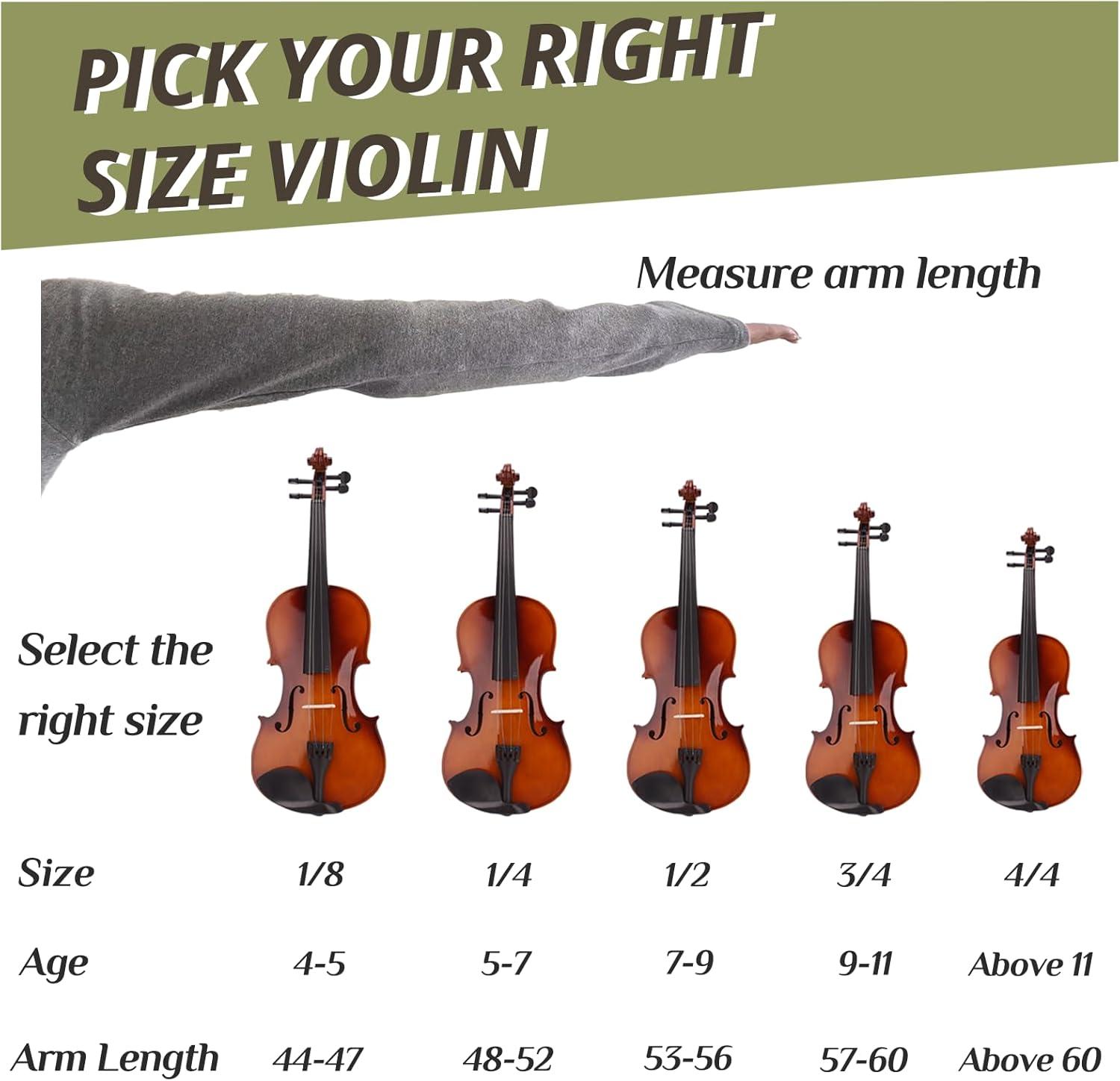 4/4 Acoustic Violin Set,Beginner Violin Vintage Solid Wood Violin Starter Kit with Carrying Case,Bow and Rosin (Natural)