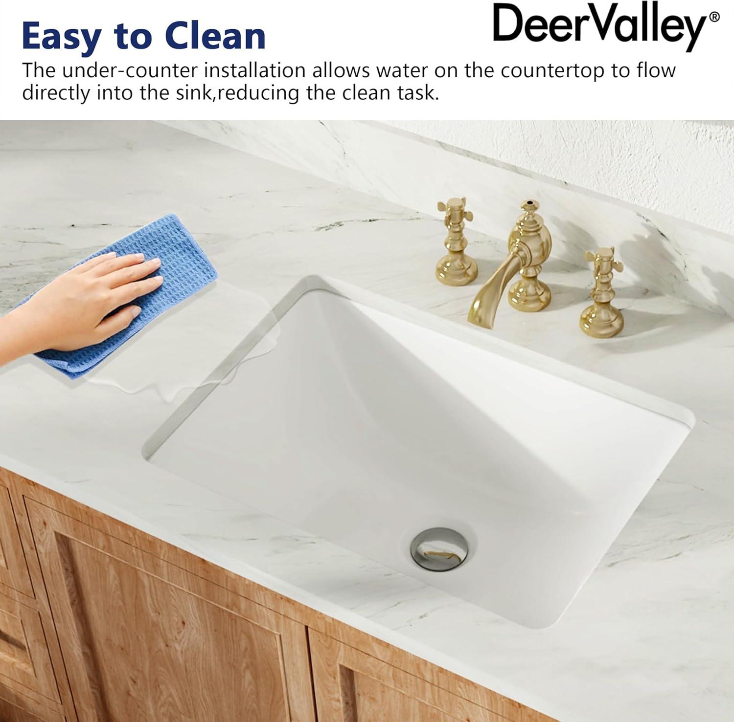 DeerValley Ursa Undermount Bathroom Sink 18" X 13" Rectangular Vitreous China with Overflow