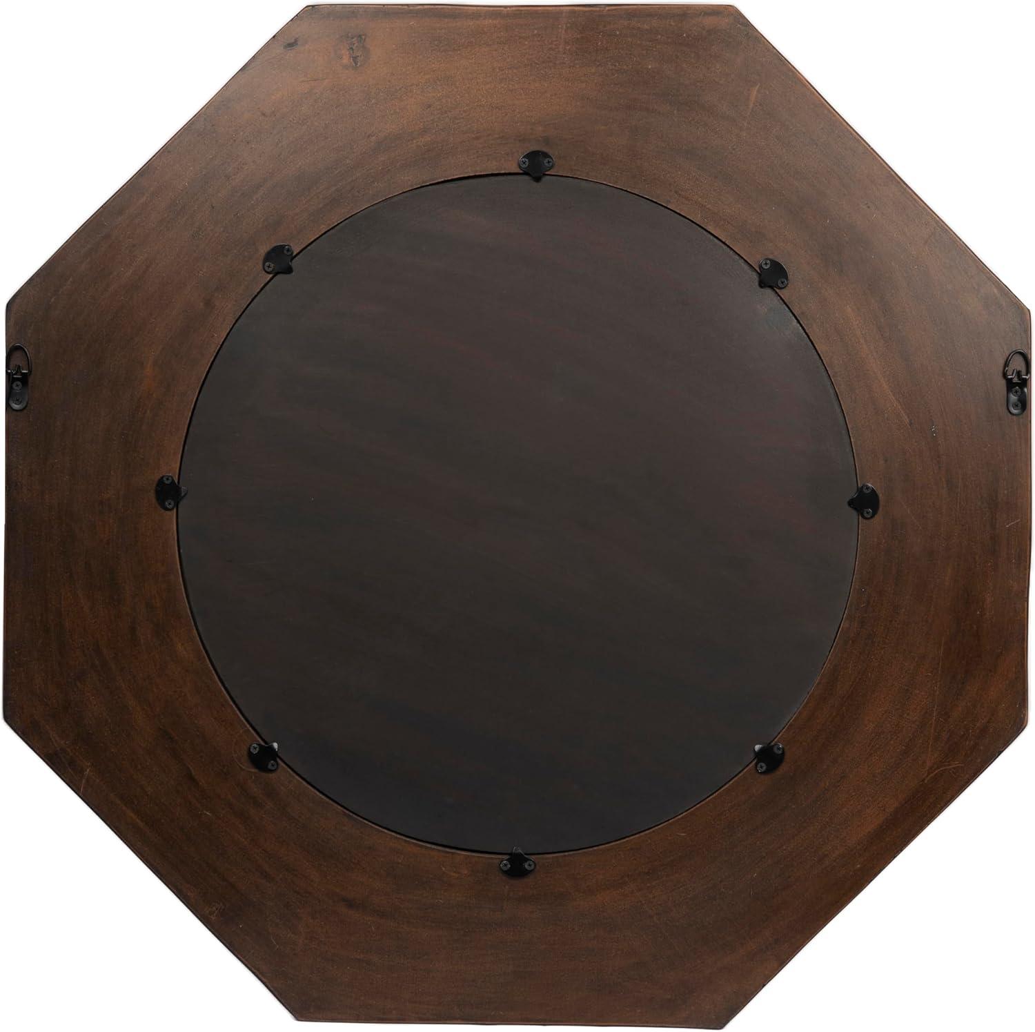 Storied Home Hexagonal Carved Wood Framed Wall Mirror