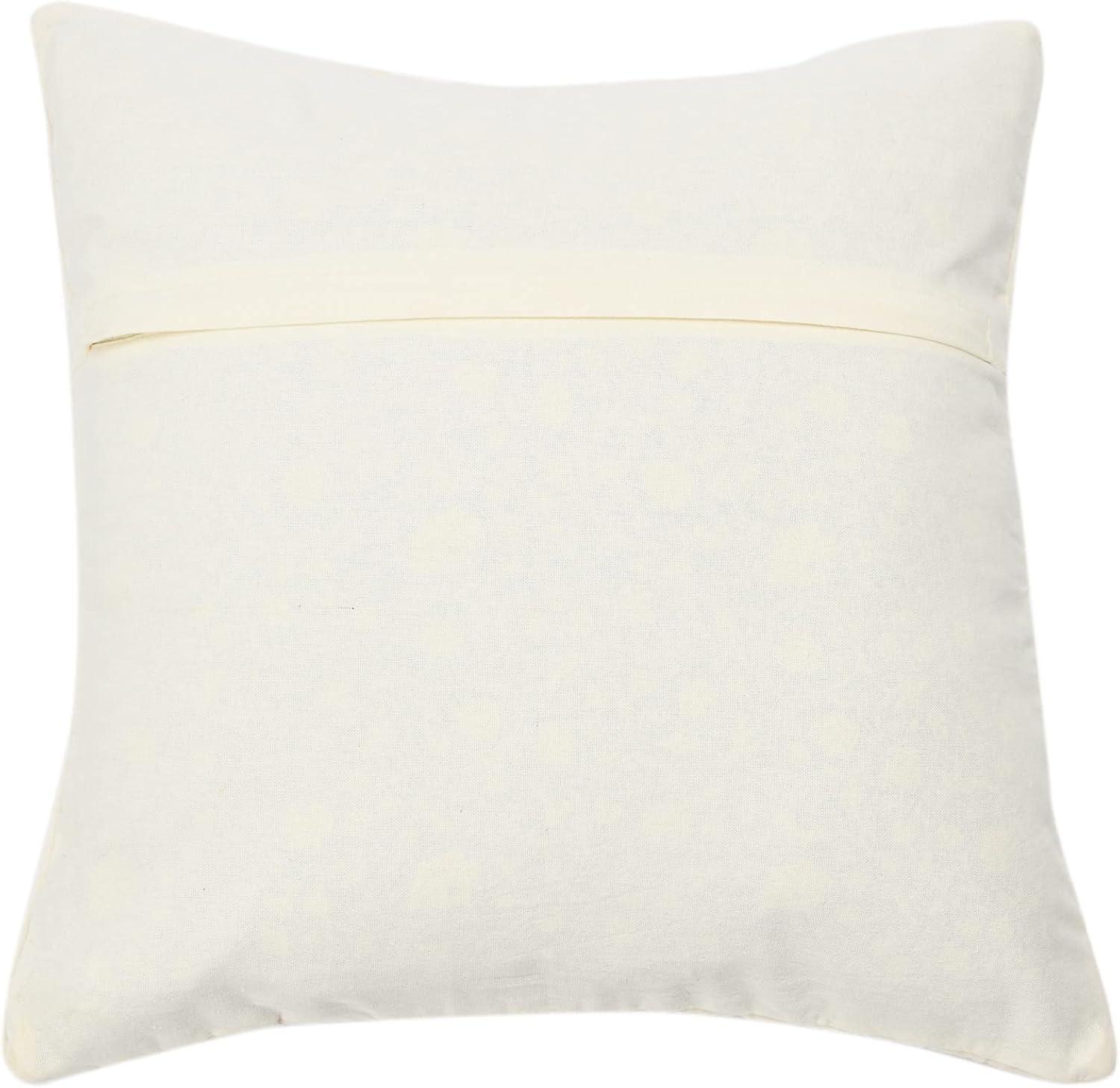 Cream Quilted Velvet 20" Square Pillow Cover with Channel Stitch