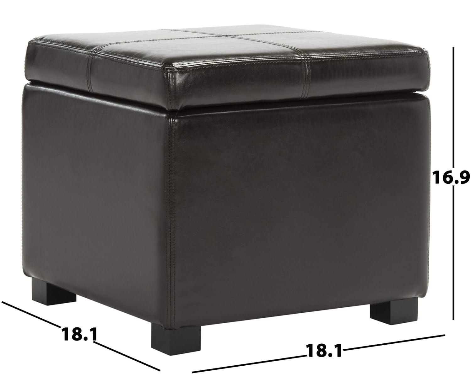 Safavieh Hudson Collection Williamsburg Brown Leather Square Storage Ottoman