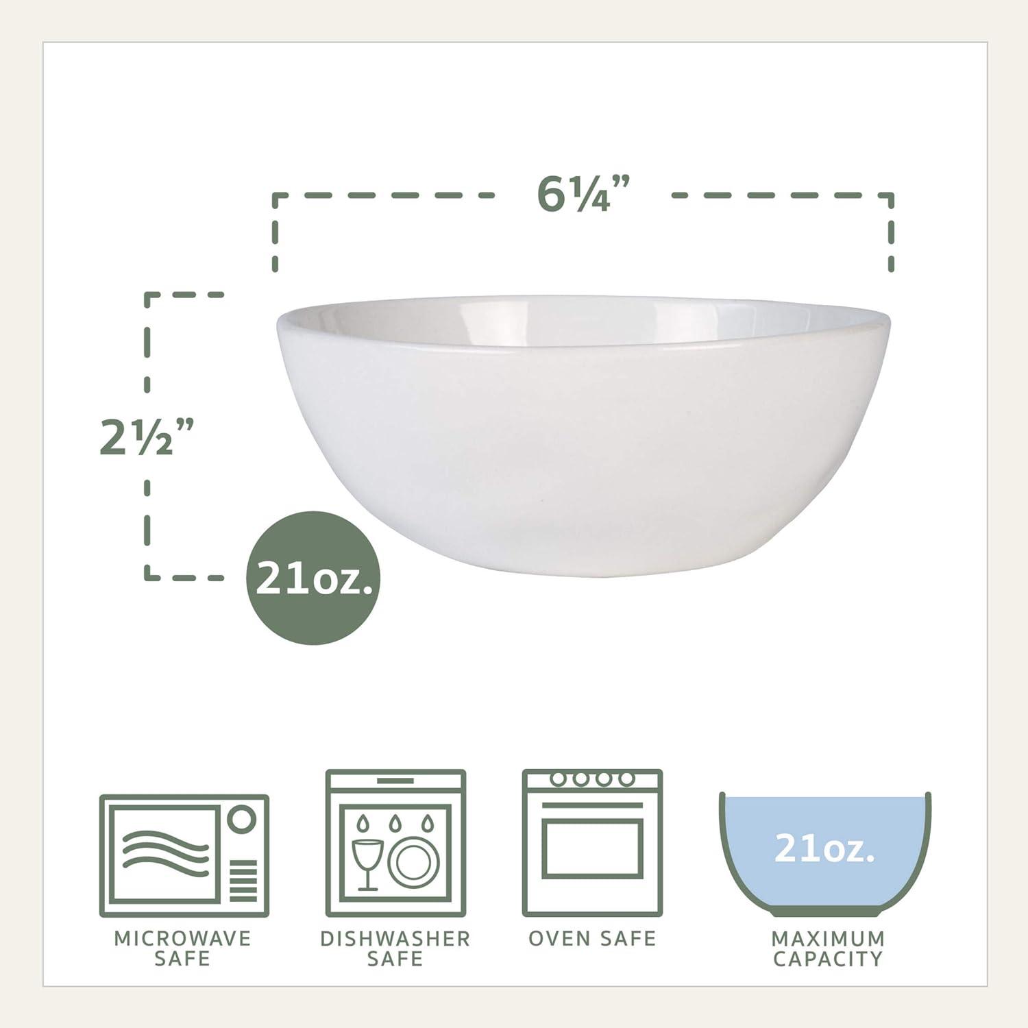 White Ceramic 21 Ounce Soup and Cereal Bowls, Set of 4