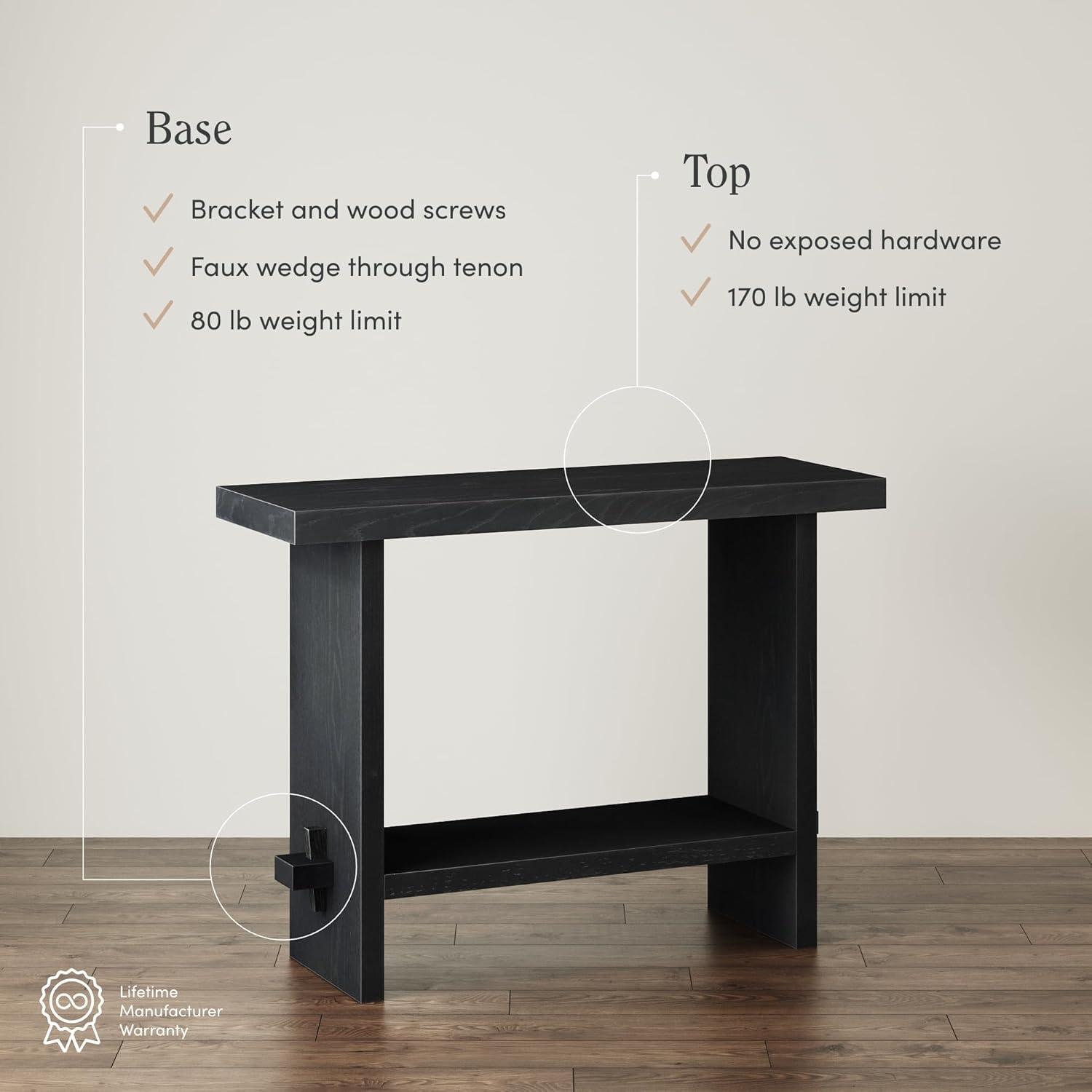 Nathan James Console Sofa Table Reclaimed Black Oak: 40" Narrow Entryway, Rustic Veneer Surface