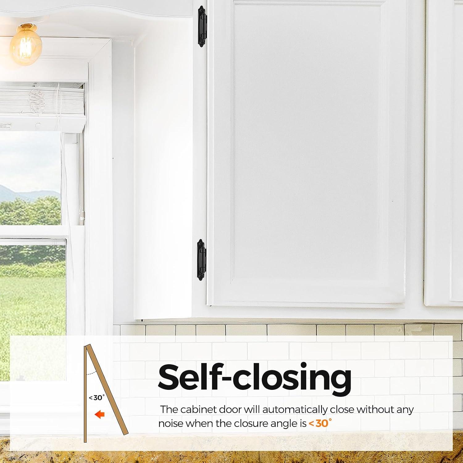 50 Pack 25 Pairs Semi-Overlay 1/2 inch Self-Closing Face Frame Cabinet Hinges Matte Black Half Wrap-Around Kitchen Cabinet Door Hinges Face Mount Cabinet Hardware Matte Black Matte Black