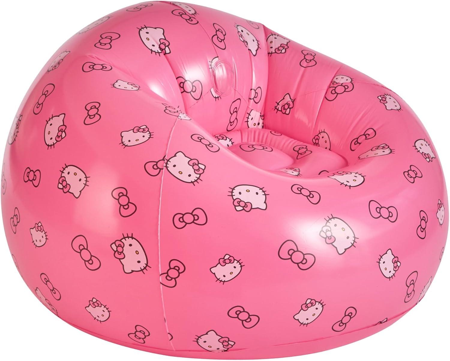 Sanrio Hello Kitty Portable Inflatable Gaming Chair,Kids Fun Comfy Lounge Seat, Ideal for Playrooms and Room Décor